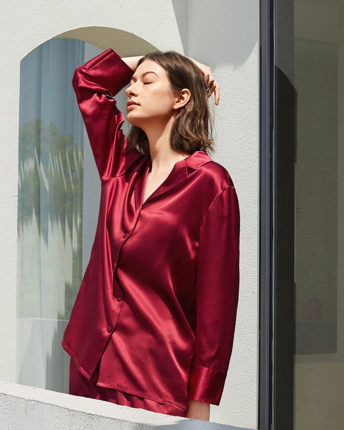 Classic Silk Pajamas - For Women Claret-Pajamas-MommeSilk-XS-Claret-Urbanheer