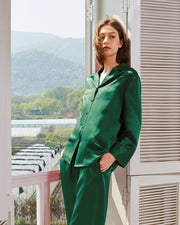 Classic Silk Pajamas - For Women Emerald Green-Pajamas-MommeSilk-XS-Emerald Green-Urbanheer