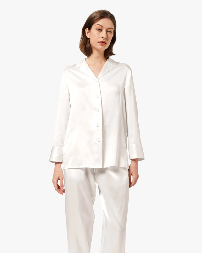 Classic Silk Pajamas - For Women Ivory-Pajamas-MommeSilk-XS-Ivory-Urbanheer