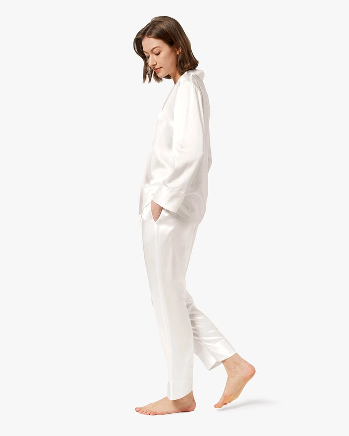 Classic Silk Pajamas - For Women Ivory-Pajamas-MommeSilk-XS-Ivory-Urbanheer