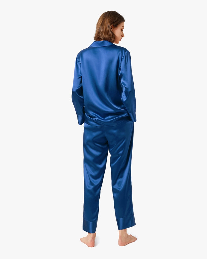 Classic Silk Pajamas - For Women Klein Blue-Pajamas-MommeSilk-XS-Klein Blue-Urbanheer