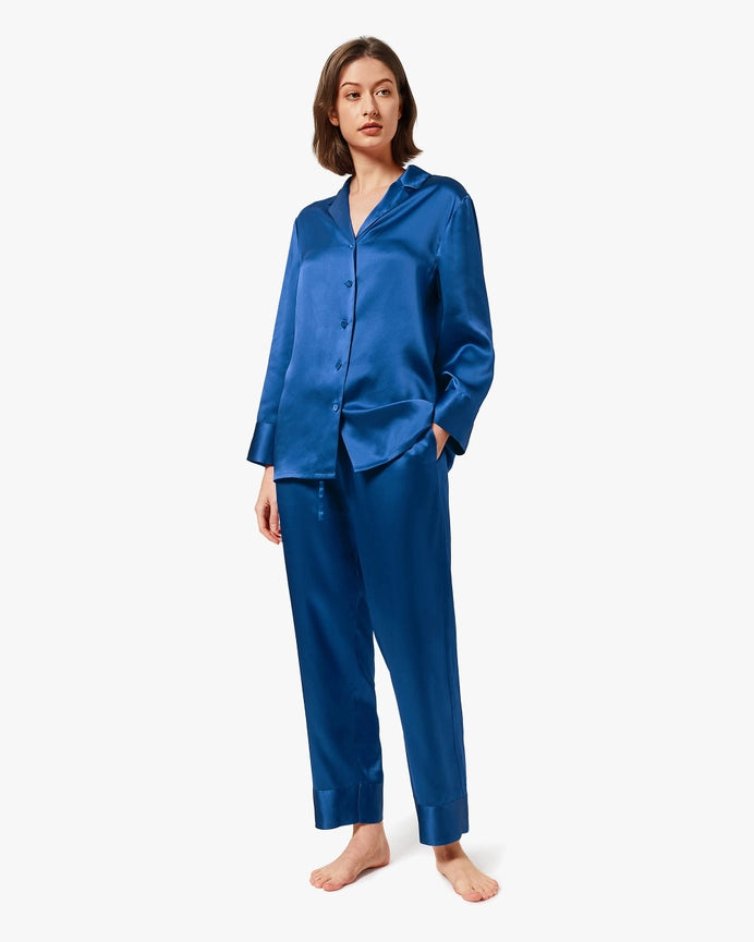 Classic Silk Pajamas - For Women Klein Blue-Pajamas-MommeSilk-XS-Klein Blue-Urbanheer