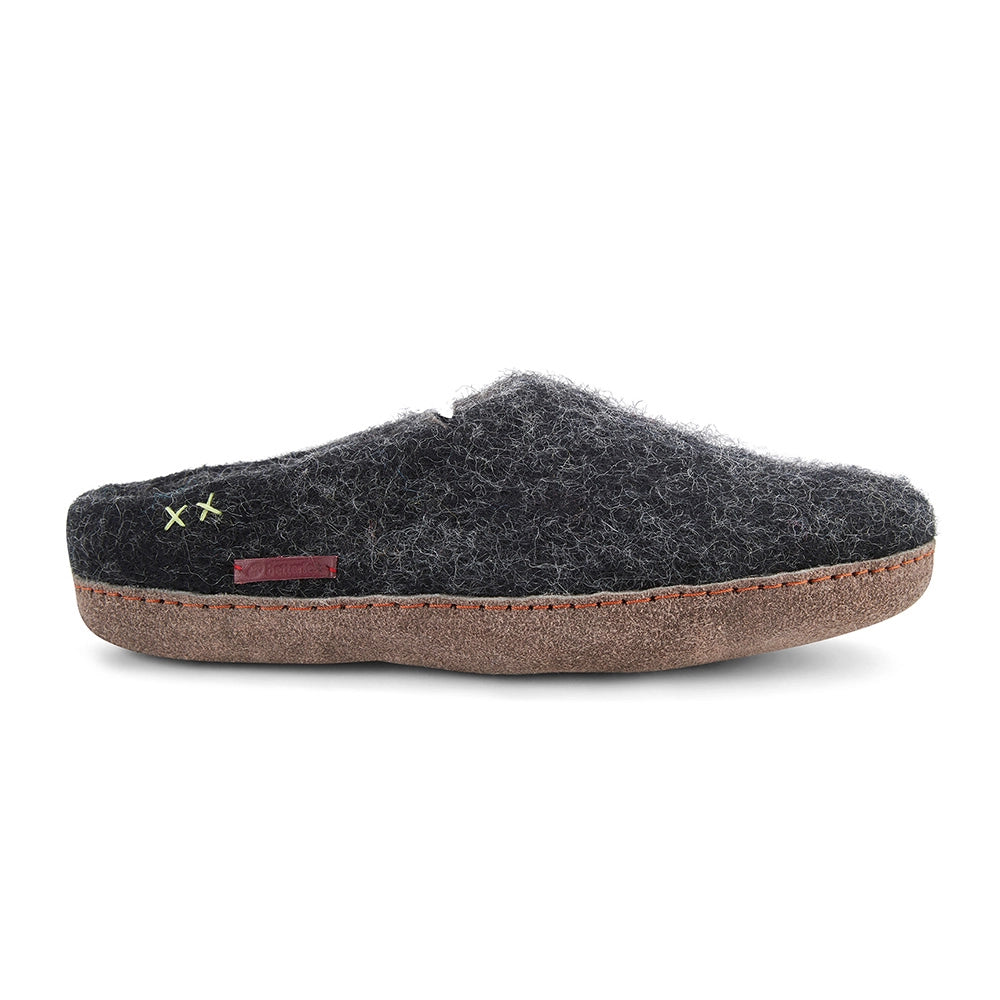 Classic Slipper with Leather Sole in Black