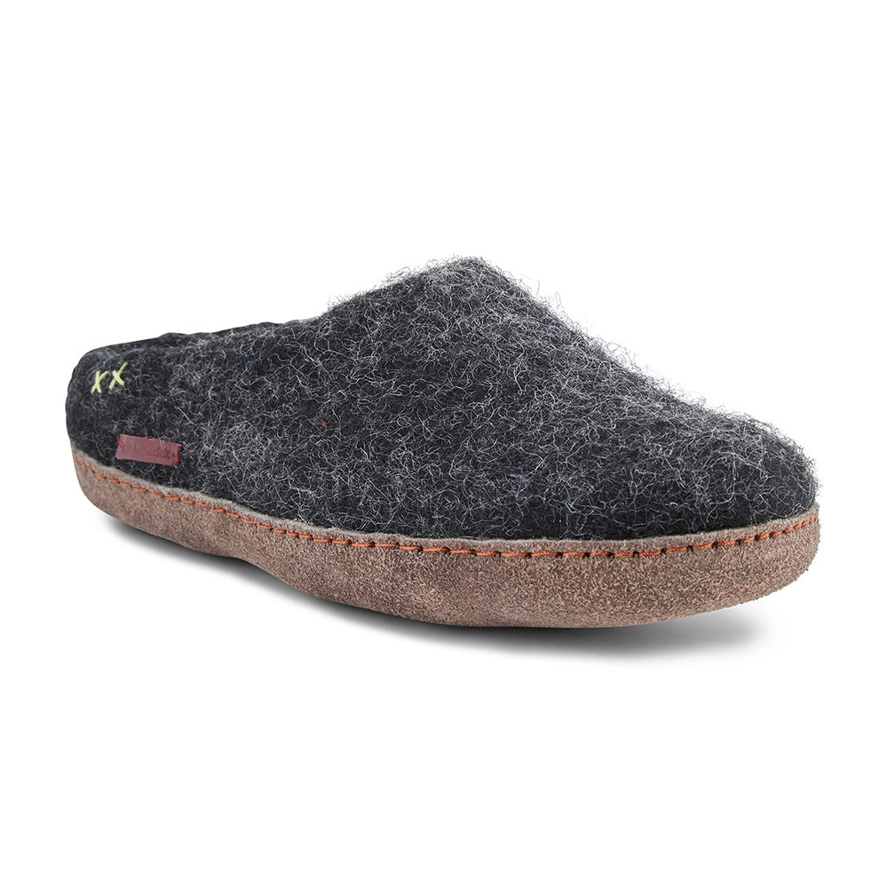 Classic Slipper with Leather Sole in Black