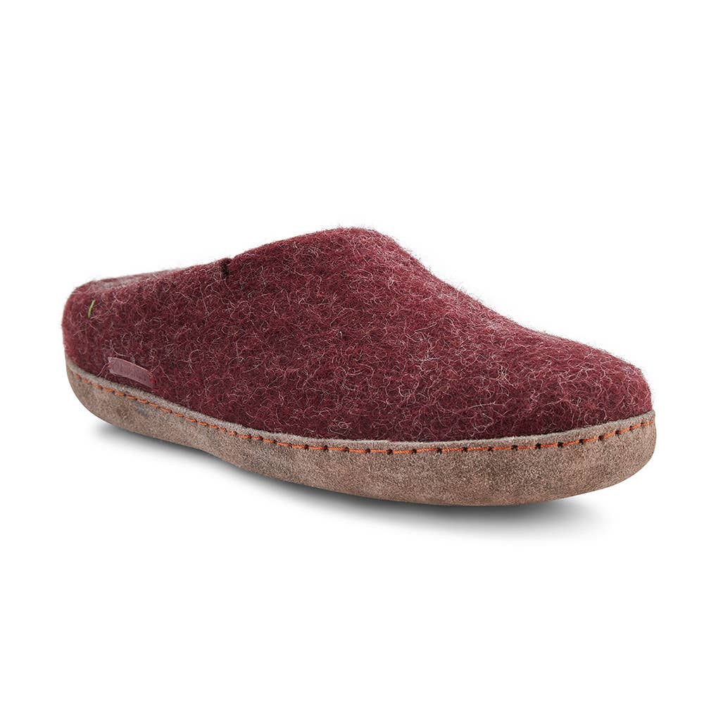 Classic Slipper with Leather Sole in Bordeaux