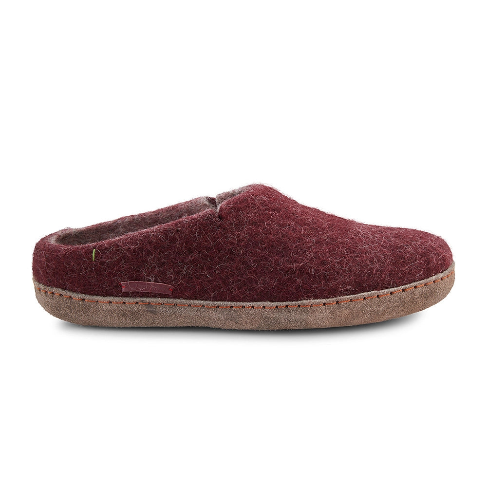 Classic Slipper with Leather Sole in Bordeaux