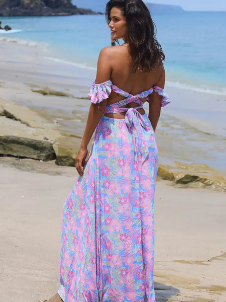 hawaii beach dress Nalani Long Rayon Hawaiian Dress Maxi V-Neck Tea Length Black / S