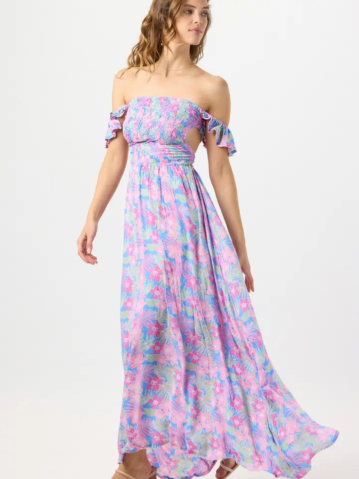 Claudia Maxi Dress-Dress-Tiare Hawaii-One Size-Tropics Cornflower-Urbanheer