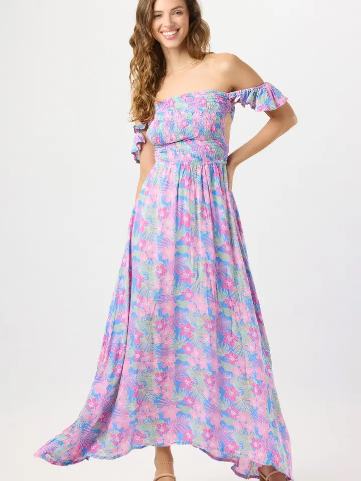 Claudia Maxi Dress-Dress-Tiare Hawaii-One Size-Tropics Cornflower-Urbanheer
