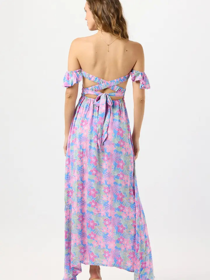 Claudia Maxi Dress-Dress-Tiare Hawaii-One Size-Tropics Cornflower-Urbanheer
