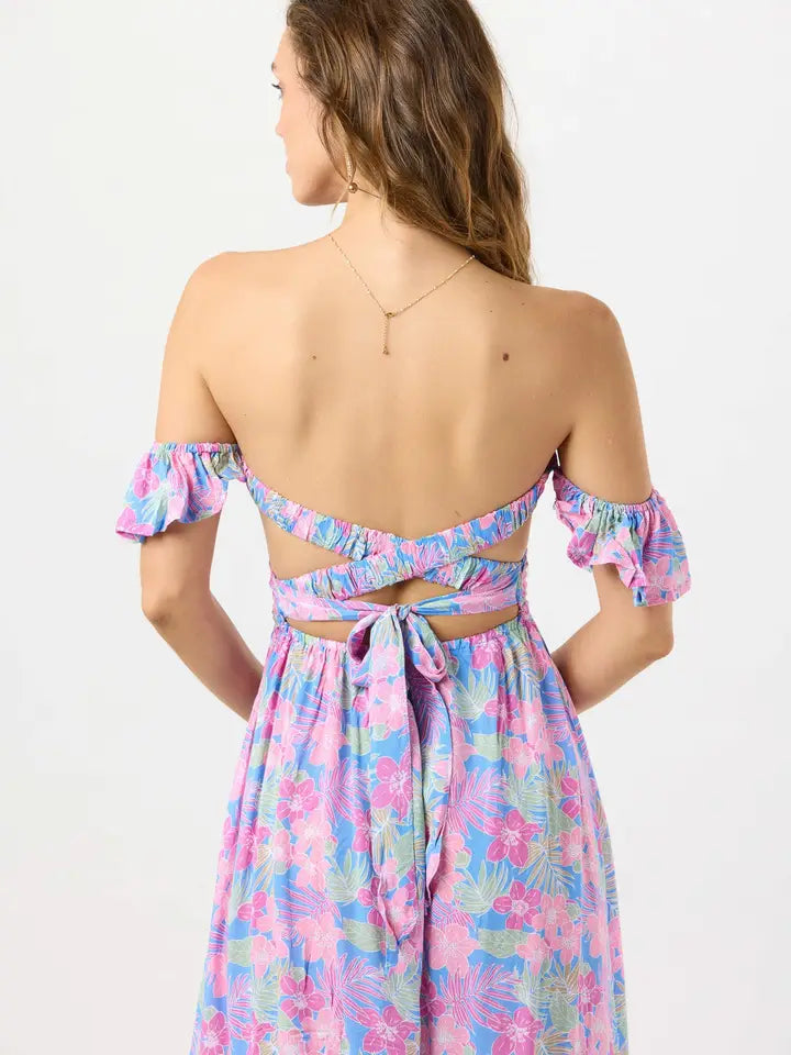 Claudia Maxi Dress-Dress-Tiare Hawaii-One Size-Tropics Cornflower-Urbanheer