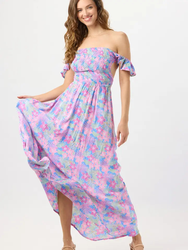 Claudia Maxi Dress-Dress-Tiare Hawaii-One Size-Tropics Cornflower-Urbanheer