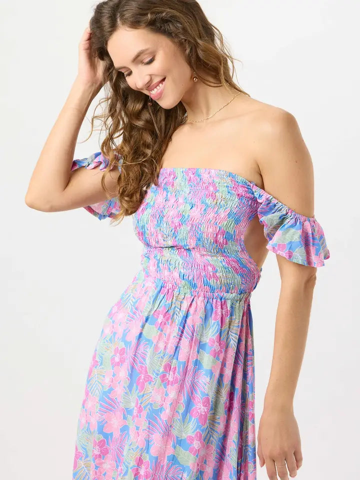 Claudia Maxi Dress-Dress-Tiare Hawaii-One Size-Tropics Cornflower-Urbanheer