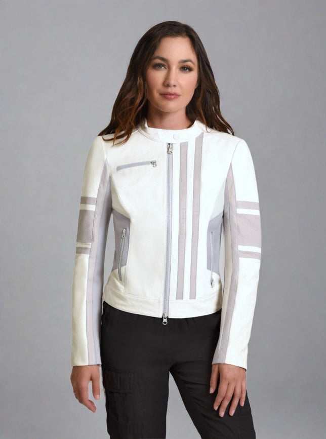 Claudine Leather Racer Jacket Bright White-Jacket-Blanc Noir-S-Bright White-Urbanheer