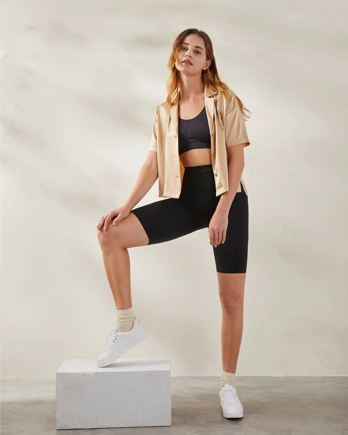 Clean V Neck Silk Shirt Light Camel-Shirt-MommeSilk-XS-Light Camel-Urbanheer