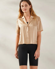 Clean V Neck Silk Shirt Light Camel-Shirt-MommeSilk-XS-Light Camel-Urbanheer