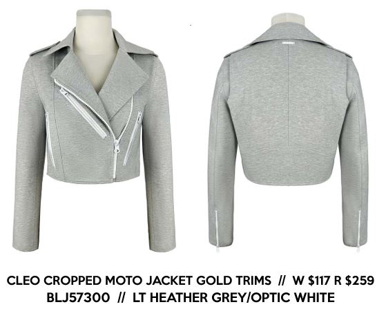 Cleo Cropped Ponte Moto Jacket-Jacket-Blanc Noir-XS-LT Heather Grey / Optic White-Urbanheer