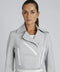 Cleo Cropped Ponte Moto Jacket-Jacket-Blanc Noir-XS-LT Heather Grey / Optic White-Urbanheer