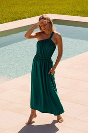 Cleo One Shoulder Green Dress-Dress-Sofia Godinho-34-Urbanheer