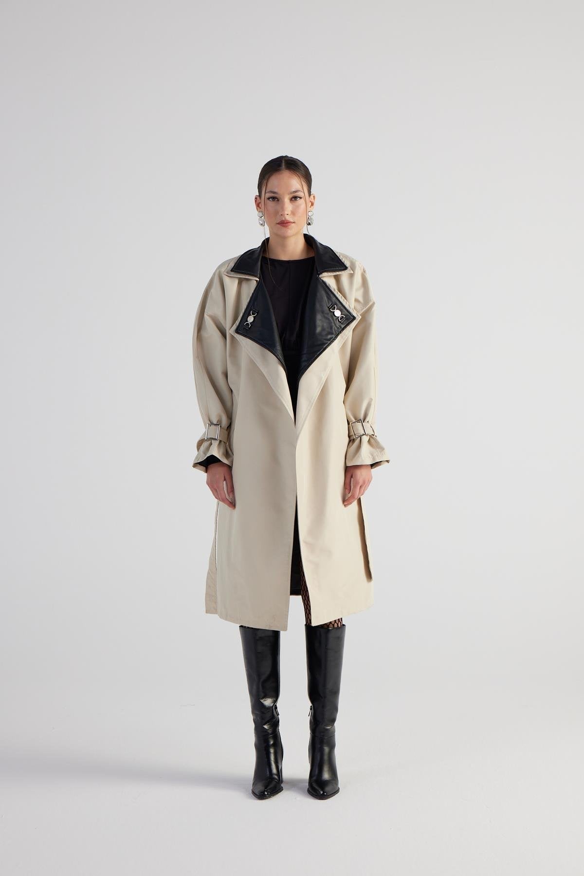 Cloak Beige Maxi Trench Coat-Trench Coats-Buy Me Fur Ltd-Beige-One size-Polyester - Cotton Blend-Urbanheer