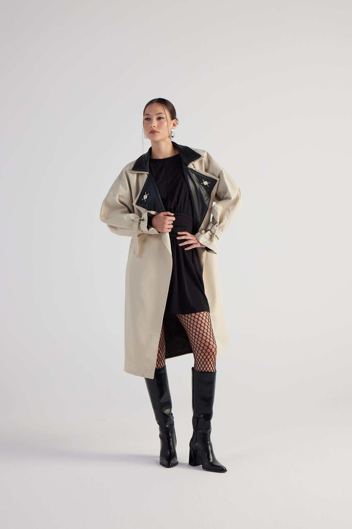 Cloak Beige Maxi Trench Coat-Trench Coats-Buy Me Fur Ltd-Beige-One size-Polyester - Cotton Blend-Urbanheer