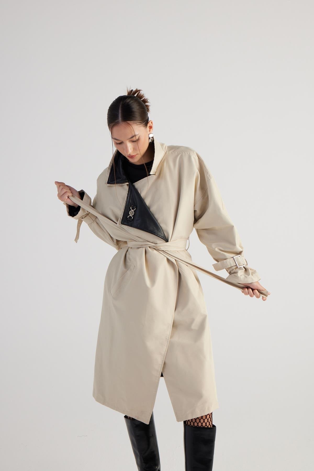 Cloak Beige Maxi Trench Coat-Trench Coats-Buy Me Fur Ltd-Beige-One size-Polyester - Cotton Blend-Urbanheer