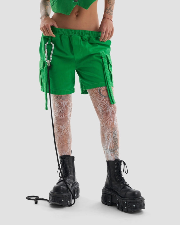 Clubland Co-Ord Technical Cargo Shorts in Green-Shorts-Heretic Nine-XS-Urbanheer