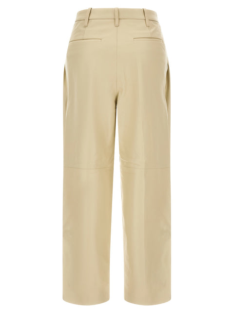 Co Beige Leather Pearl Pants