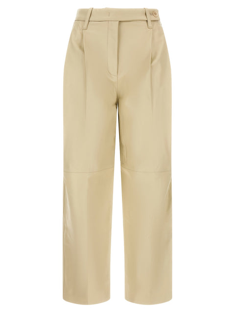 Co Beige Leather Pearl Pants