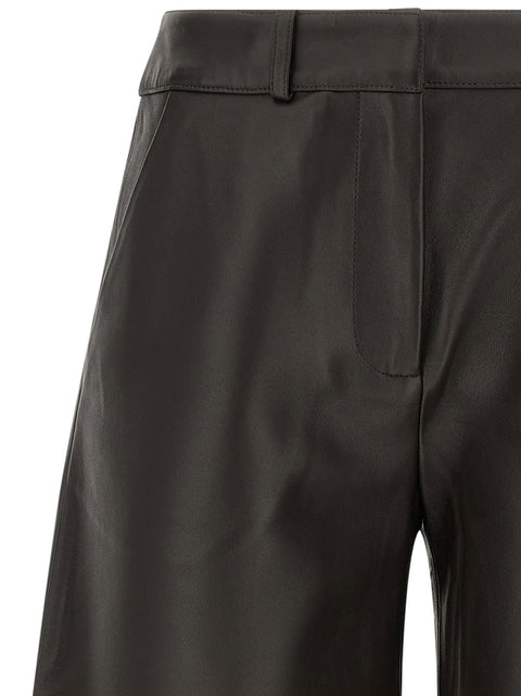 Co Brown Leather Barrel Trousers