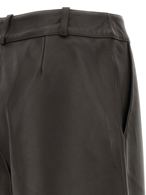 Co Brown Leather Barrel Trousers