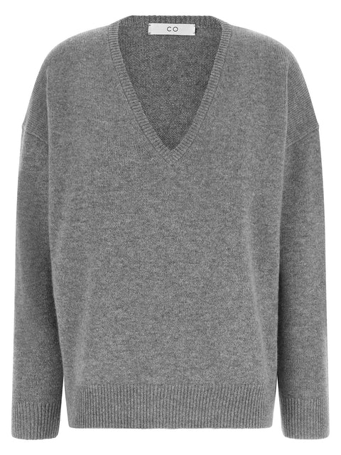Co Grey Cashmere V-neck Sweater