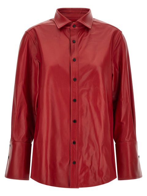 Co Red Leather Shirt