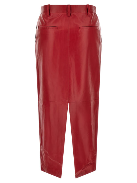 Co Red Leather Tailored Skirt