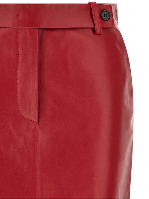 Co Red Leather Tailored Skirt