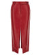 Co Red Leather Tailored Skirt