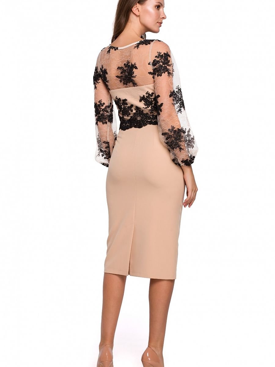 Cocktail Dress Women Outfit 138506 Makover-Formal Dresses, Cocktail Dresses-Makover-beige-L-Urbanheer