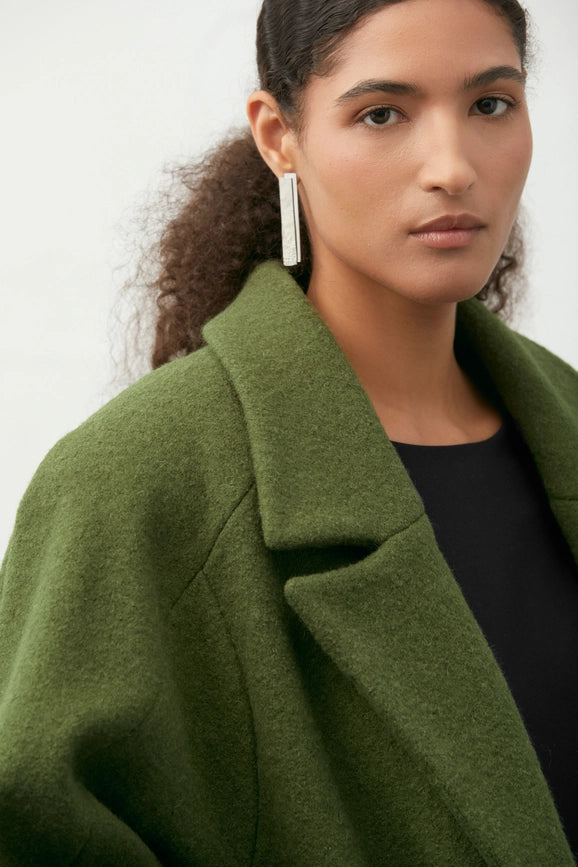 Cocoon Double-Breasted Coat-Coat-A LINE-XXS/XS-Green-Urbanheer