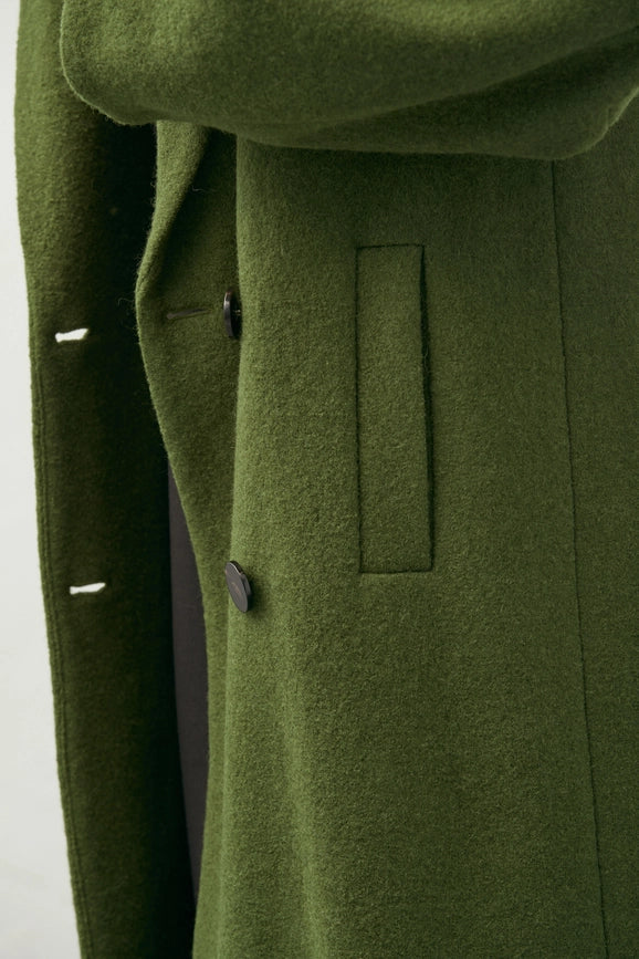 Cocoon Double-Breasted Coat-Coat-A LINE-XXS/XS-Green-Urbanheer