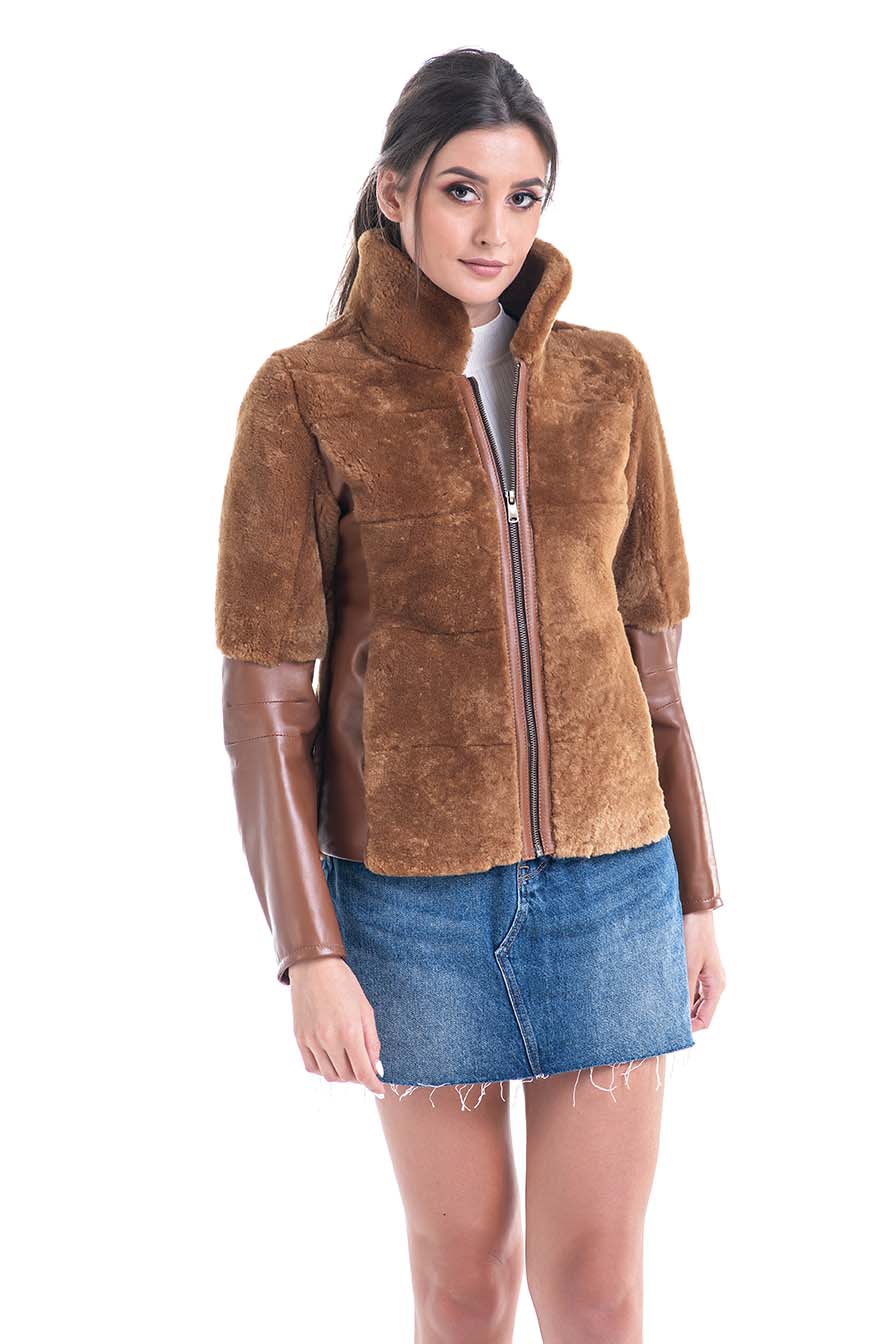 Cognac Lamb Shearling Leather Jacket-Leather Jackets-Buy Me Fur Ltd-Cognac-S-Shearling Leather-Urbanheer