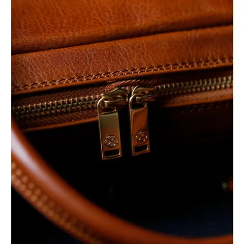 Cognac Leather Briefcase Laptop Bag - Orlando-Tote Bag-Time Resistance-Cognac-Urbanheer