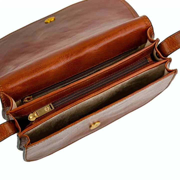 Cognac Leather Cross Body Bag - Moonfleet-Cross Body Bag-Time Resistance-Cognac-Urbanheer