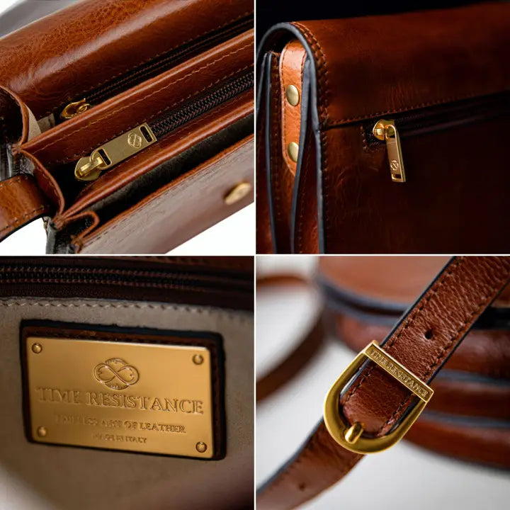 Cognac Leather Cross Body Bag - Moonfleet-Cross Body Bag-Time Resistance-Cognac-Urbanheer