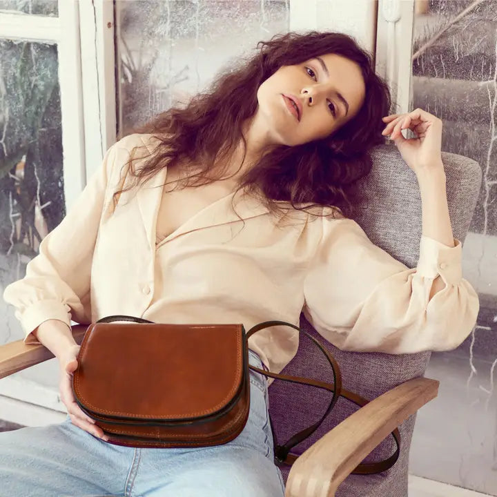 Cognac Leather Cross Body Bag - Moonfleet-Cross Body Bag-Time Resistance-Cognac-Urbanheer