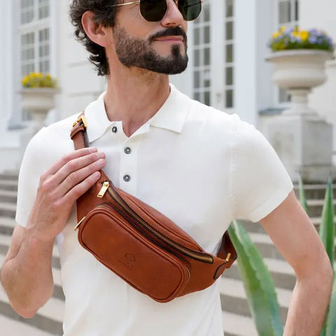 Cognac Leather Fanny Pack Belly Bag - Independent People-Fanny Pack-Time Resistance-Cognac-Urbanheer