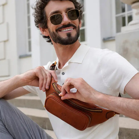 Cognac Leather Fanny Pack Belly Bag - Independent People-Fanny Pack-Time Resistance-Cognac-Urbanheer