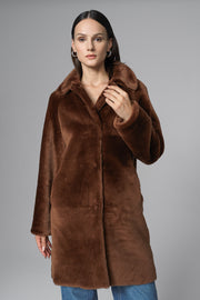 Cognac Reversible Genuine Merino Wool Sheepskin Midi Coat-Fur Coats-Buy Me Fur Ltd-Cognac-XS-Genuine Lamb Fur-Urbanheer