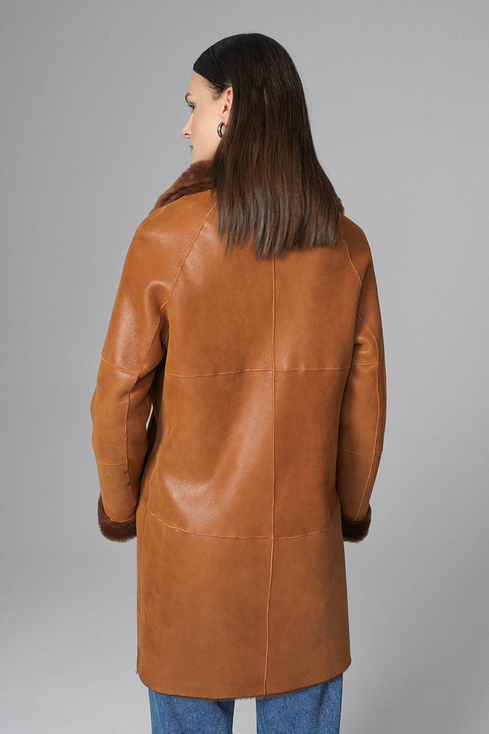 Cognac Reversible Genuine Merino Wool Sheepskin Midi Coat-Fur Coats-Buy Me Fur Ltd-Cognac-XS-Genuine Lamb Fur-Urbanheer