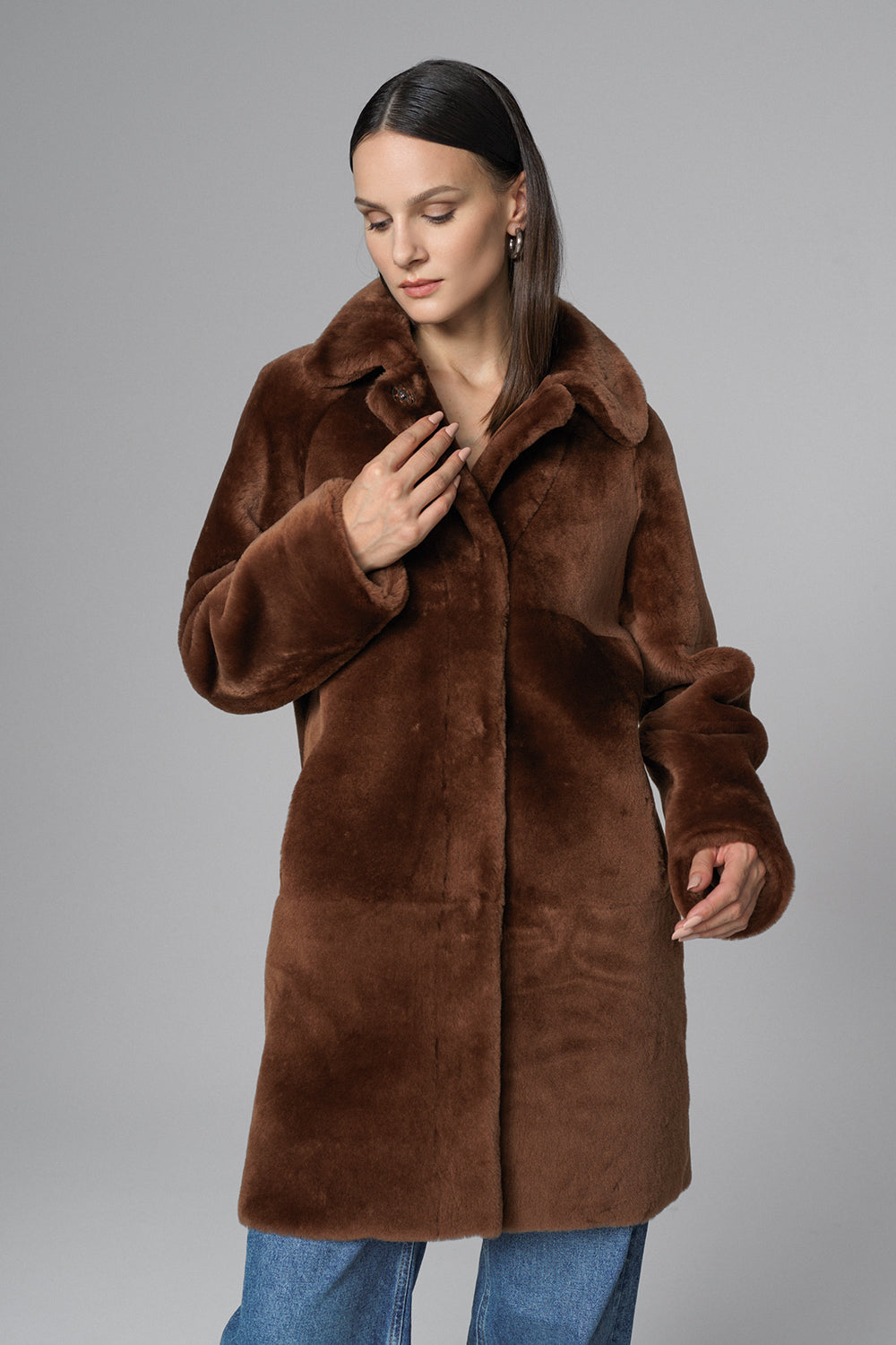 Cognac Reversible Genuine Merino Wool Sheepskin Midi Coat-Fur Coats-Buy Me Fur Ltd-Cognac-XS-Genuine Lamb Fur-Urbanheer