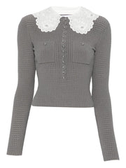 Collar-Detail Chest Pocket Sweater for Comfort